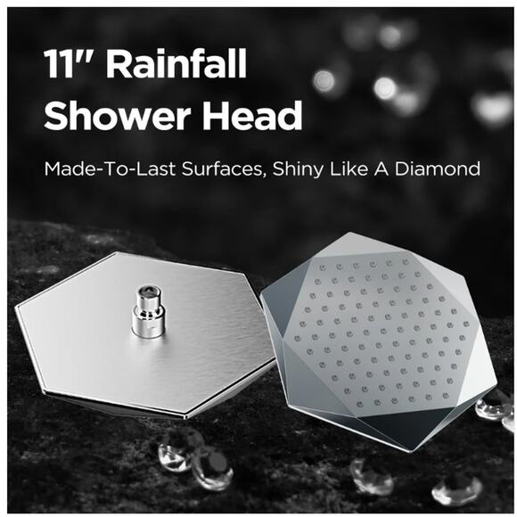 HOPOPRO 11" DIAMOND SHAPE SHOWER HEAD (POLISHED CHROME) - Picture 3 of 6